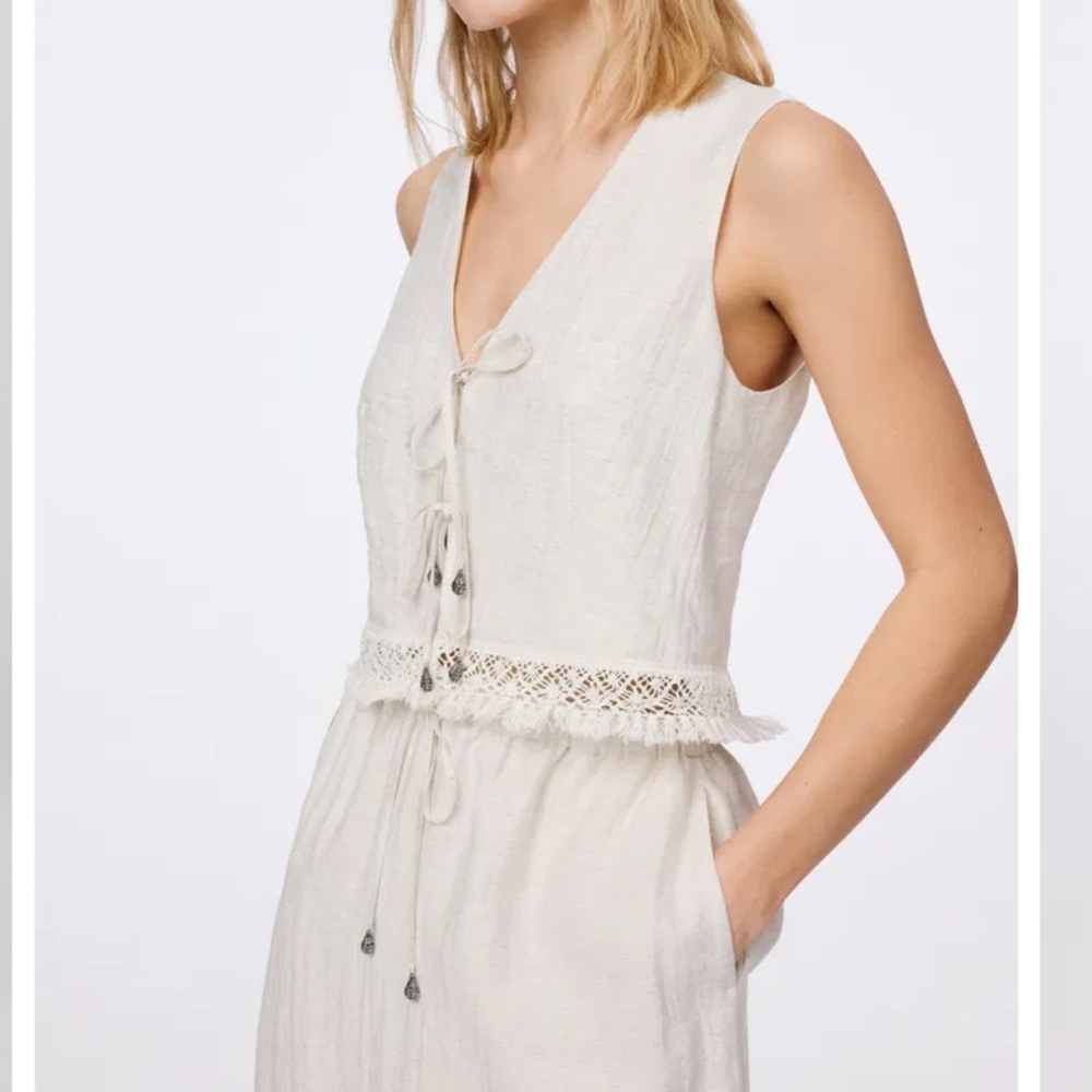 New Fabrique Velia Fringed Vest Set in Cotton Linen - Picture 5 of 14